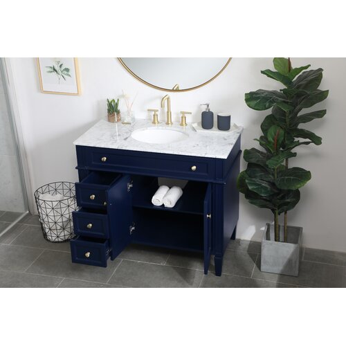 40 Inches Albalat 40'' Free Standing Single Bathroom Vanity With Carrara Marble Top 